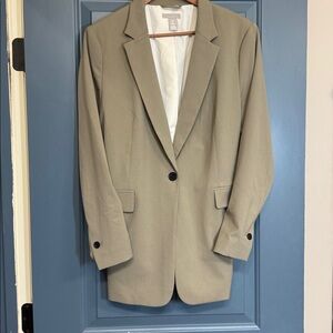 H&M Tailored Stretch Blazer Women’s Large Neutral Taupe Fully Lined